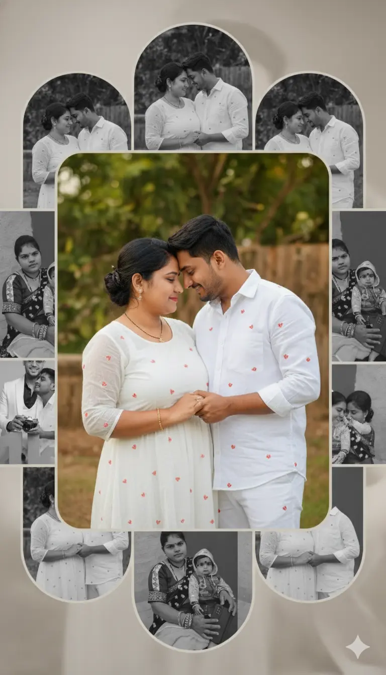 Gemini AI Photo Prompts romantic couple standing in sunset light